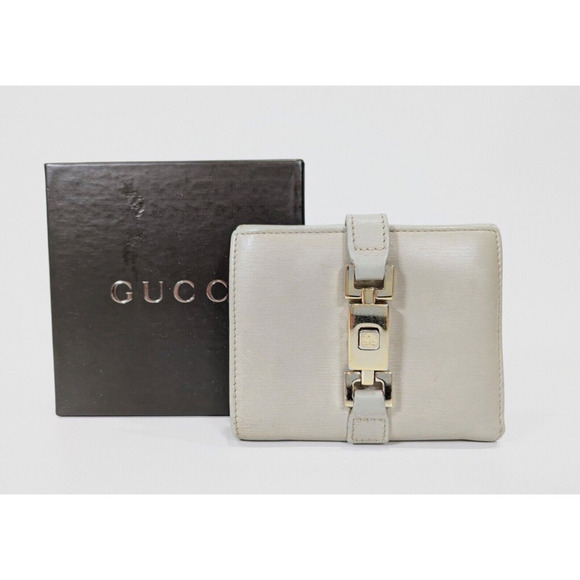 Authentic Gucci Bifold Jackie Leather Wallet Gold Tone Hardware W/Box - Picture 1 of 8